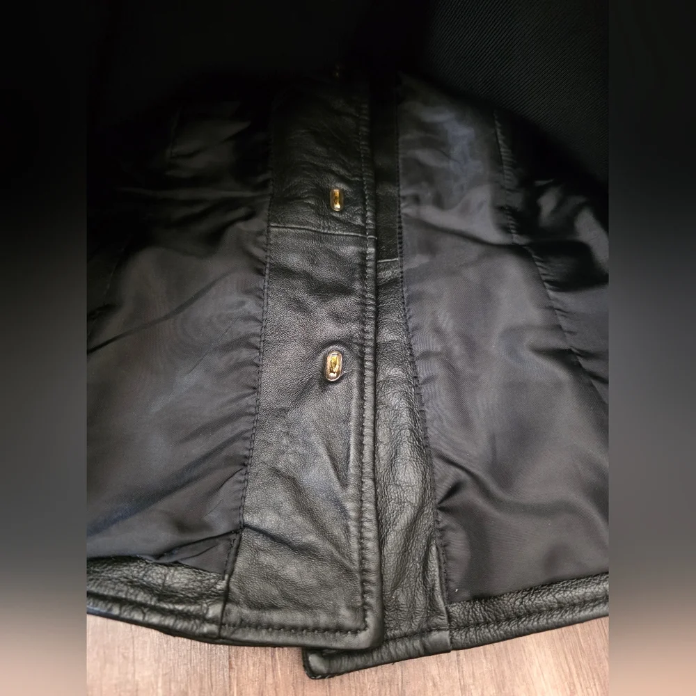 PETER NYGARD Black Quilted LEATHER JACKET Designer Whimsigoth Quiet Luxury Y2K - Picture 8 of 14